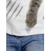 Kids Girls' T shirt Long Sleeve 3D Print Animal Cat White Black Gray Children Tops Fall Winter Active Sports Fashion Outdoor Daily Indoor Regular Fit 3-12 Years