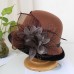 Kentucky Derby Hat Fall Wedding Hats Artificial feather Poly / Cotton Blend Bowler / Cloche Hat Bucket Hat Fedora Hat Casual Holiday Vintage Style Elegant With Feather Appliques Headpiece Headwear