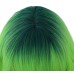 Ombre Green Wigs for Women 14 Inches Short Wavy Neon Green Wig With Bangs Fluorescent Green Short Wigs for Cosplay Party Daily Wigs Wig Cap Included Christmas Party Wigs