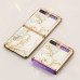 Phone Case For Samsung Galaxy Z Flip 5 Z Flip 4 Z Flip 3 Z Flip 2 Z Flip Back Cover Plating Camera Lens Protector Shockproof Transparent Solid Colored Marble Tempered Glass