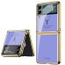 Phone Case For Samsung Galaxy Z Flip 5 Z Flip 4 Z Flip 3 Z Flip 2 Z Flip Back Cover Plating Camera Lens Protector Shockproof Transparent Solid Colored Marble Tempered Glass