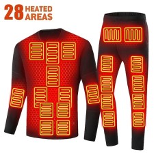 28 Area Heated Thermal Shirt Male Heated Thermal Underwear Woman/Men Winter Moto Jacket Heating Underwear Suit USB Electric Heating Clothes