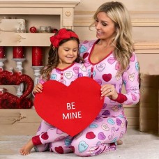 Mommy and Me Christmas Pajamas Graphic Home Print Pink Long Sleeve Mommy And Me Outfits Active Matching Outfits