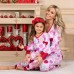 Mommy and Me Christmas Pajamas Graphic Home Print Pink Long Sleeve Mommy And Me Outfits Active Matching Outfits