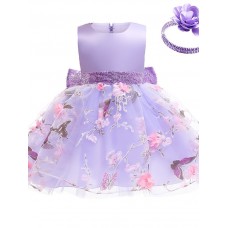 Kids Girls' Dress Floral Butterfly Sleeveless Birthday Daily Lace Ruched Mesh Cute Princess Cotton Midi Floral Embroidery Dress A Line Dress Tulle Dress Summer Fall 2-8 Years Pastel Pink Pink Purple