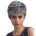 Short Blonde Wigs Omber Blonde Pixie Cut Wig for Women Natural Wavy Real Hair Synthetic Wig with Bangs