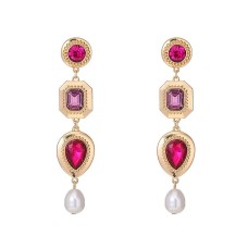 Women's Purple Fuchsia Synthetic Diamond Drop Earrings Fine Jewelry Classic Drop Elegant Vintage Earrings Jewelry Gold For Party Gift 1 Pair