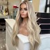 Remy Human Hair 13x4 Lace Front Wig Middle Part Brazilian Hair Wavy Multi-color Wig 130% 150% Density Highlighted / Balayage Hair Glueless Pre-Plucked For Women Long Human Hair Lace Wig