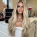 Remy Human Hair 13x4 Lace Front Wig Middle Part Brazilian Hair Wavy Multi-color Wig 130% 150% Density Highlighted / Balayage Hair Glueless Pre-Plucked For Women Long Human Hair Lace Wig