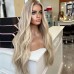 Remy Human Hair 13x4 Lace Front Wig Middle Part Brazilian Hair Wavy Multi-color Wig 130% 150% Density Highlighted / Balayage Hair Glueless Pre-Plucked For Women Long Human Hair Lace Wig