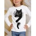 Kids 3D Print Cat T shirt Tee Long Sleeve Cat Animal Print Blue White Pink Children Tops Fall Casual Daily School Regular Fit 4-12 Years