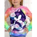 Kids 3D Print Cat T shirt Tee Long Sleeve Cat Animal Print Blue White Pink Children Tops Fall Casual Daily School Regular Fit 4-12 Years