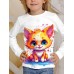 Kids 3D Print Cat T shirt Tee Long Sleeve Cat Animal Print Blue White Pink Children Tops Fall Casual Daily School Regular Fit 4-12 Years