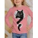 Kids 3D Print Cat T shirt Tee Long Sleeve Cat Animal Print Blue White Pink Children Tops Fall Casual Daily School Regular Fit 4-12 Years