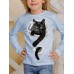 Kids 3D Print Cat T shirt Tee Long Sleeve Cat Animal Print Blue White Pink Children Tops Fall Casual Daily School Regular Fit 4-12 Years