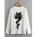 Kids 3D Print Cat T shirt Tee Long Sleeve Cat Animal Print Blue White Pink Children Tops Fall Casual Daily School Regular Fit 4-12 Years