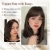 Hair Toppers for Women Adding Hair Volume Topper with Bangs 12 Inch Synthetic Invisible Clips in Hair Pieces with Thinning Hair Natural Looking Topper Hair Extension for Daily Use