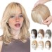 Hair Toppers for Women Adding Hair Volume Topper with Bangs 12 Inch Synthetic Invisible Clips in Hair Pieces with Thinning Hair Natural Looking Topper Hair Extension for Daily Use