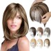 Hair Toppers for Women Adding Hair Volume Topper with Bangs 12 Inch Synthetic Invisible Clips in Hair Pieces with Thinning Hair Natural Looking Topper Hair Extension for Daily Use