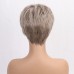 Human Hair Blend Wig Short Natural Straight Pixie Cut Side Part Layered Haircut Asymmetrical Blonde White Silver Cosplay Curler & straightener Natural Hairline Capless Brazilian Hair Women's All