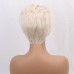 Human Hair Blend Wig Short Natural Straight Pixie Cut Side Part Layered Haircut Asymmetrical Blonde White Silver Cosplay Curler & straightener Natural Hairline Capless Brazilian Hair Women's All