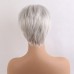 Human Hair Blend Wig Short Natural Straight Pixie Cut Side Part Layered Haircut Asymmetrical Blonde White Silver Cosplay Curler & straightener Natural Hairline Capless Brazilian Hair Women's All