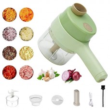 4 in 1 Portable Electric Vegetable Cutter Set,Gatling Vegetable Chopper Mini Wireless Food Processor,Garlic Chili Onion Celery Ginger Meat Garlic Chopper with Brush