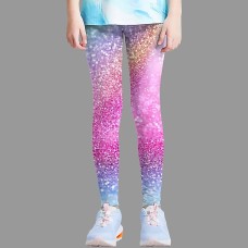 Girls' 3D Graphic Leggings sparkle in pink Summer Spring Active Cute Streetwear Polyester Kids 3-12 Years Outdoor Street Sport Slim