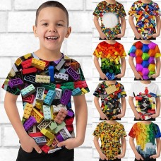 Kids Boys' T shirt Tee Short Sleeve Graphic 3D Print Kid Top Optical Illusion Daily Outdoor Active Streetwear Sports Summer Tee 3-12 Years