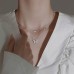 Necklace S925 Sterling Silver Women's Elegant Fashion Double Layered Bowknot Cool Wedding Geometric Necklace For Wedding Gift