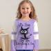 Girls' 3D Cat Letter Tee Shirt Pink Long Sleeve 3D Print Spring Fall Active Fashion Cute Polyester Kids 3-12 Years Crew Neck Outdoor Casual Daily Regular Fit