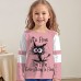 Girls' 3D Cat Letter Tee Shirt Pink Long Sleeve 3D Print Spring Fall Active Fashion Cute Polyester Kids 3-12 Years Crew Neck Outdoor Casual Daily Regular Fit