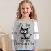 Girls' 3D Cat Letter Tee Shirt Pink Long Sleeve 3D Print Spring Fall Active Fashion Cute Polyester Kids 3-12 Years Crew Neck Outdoor Casual Daily Regular Fit