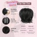 Messy Bun Hair Piece Claw Clip in Straight Hair Bun 9 Inch Short Ponytail Extension with Bendable Metal Wire Hair Pieces for Women Fake Hair Bun DIY Styles