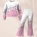 Girls' 3D Floral Set Sweatshirt & Bell bottom Long Sleeve 3D Print Fall Winter Active Fashion Daily Polyester Kids 3-12 Years Crew Neck Outdoor Date Vacation Regular Fit