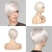 Short White Wig Pixie Natural Straight Asymmetric Wig Halloween Cosplay Costume Wig Synthetic Heat Resistant Hair Wig for Women (Cream White)