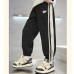 Kids Boys Sweatpants Trousers Patchwork Side Stripe Solid Color Keep Warm Pants School Daily Black Khaki