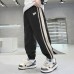 Kids Boys Sweatpants Trousers Patchwork Side Stripe Solid Color Keep Warm Pants School Daily Black Khaki