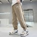 Kids Boys Sweatpants Trousers Patchwork Side Stripe Solid Color Keep Warm Pants School Daily Black Khaki