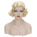 Wave Wig Women Black 1920s Vintage Flapper Wig Lady Rockabilly Short Curly Wig Halloween Party Cosplay Costume Synthetic Hair