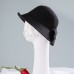 Hats 100% Wool Bowler / Cloche Hat Bucket Hat Floppy Hat Wedding Casual Elegant Wedding With Bowknot Pure Color Headpiece Headwear