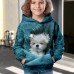 Girls' 3D Dog Hoodie Pullover Long Sleeve 3D Print Fall Winter Active Fashion Cute Polyester Kids 3-12 Years Outdoor Casual Daily Regular Fit