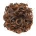 Short Messy Curly Dish Hair Bun Extension Easy Stretch Hair Combs Clip In Chignon Tray Ponytail Hairpieces - Dark Brown To Light Auburn