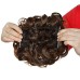 Short Messy Curly Dish Hair Bun Extension Easy Stretch Hair Combs Clip In Chignon Tray Ponytail Hairpieces - Dark Brown To Light Auburn