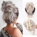 Claw Messy Bun Hair Pieces Clip Wavy Curly Hair Chignon Clip in Hairpieces Tousled Updo Donut Hair Bun Synthetic Fake Hair Ponytail for Women Girls