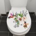 Birds Flowers Toilet Seat Lid Stickers Self-Adhesive Bathroom Wall Sticker Floral Birds Butterfly Toilet Seat Decals DIY Removable Waterproof Toilet Sticker for Bathroom Cistern Decor