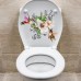 Birds Flowers Toilet Seat Lid Stickers Self-Adhesive Bathroom Wall Sticker Floral Birds Butterfly Toilet Seat Decals DIY Removable Waterproof Toilet Sticker for Bathroom Cistern Decor