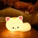 Timer Night Light with Remote Control Nursery Lamp Children's Bedside Gift USB Rechargeable Silicone Tap Cat Night Light