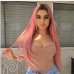 Brown Wigs for Women Blonde Long Light Golden Wigs Ombre Pink Wigs Synthetic Hair Highlighted Hair Dark Roots Wigs 26 Inch