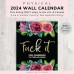 2024 Wall Calendar for Tired-Ass Women, Funny Monthly Calendar with Hook, Handmade Home Office Hanging Calendar, White Elephant Gag Gift for Women